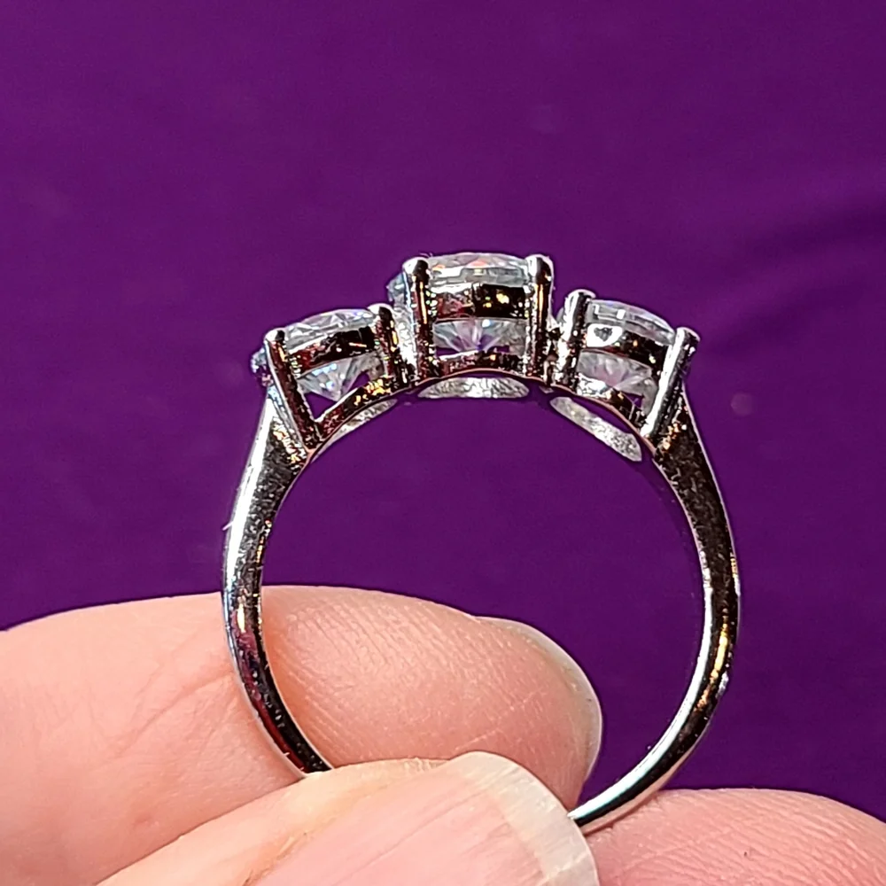 Moissanite 3 Stone 2.50 Carat Band Ring